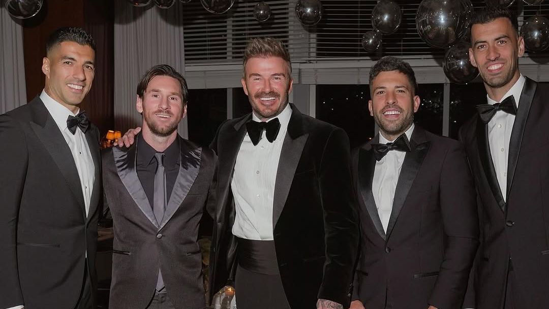 梅西、布雷迪、奥尼尔现身迈阿密贝克汉姆50岁生日派对