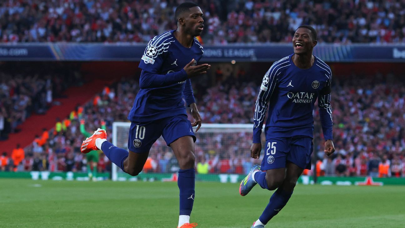 奥斯曼·登巴姆·萨伊在替补席上为巴黎圣日耳曼效力，阿森纳的托马斯·帕利首发