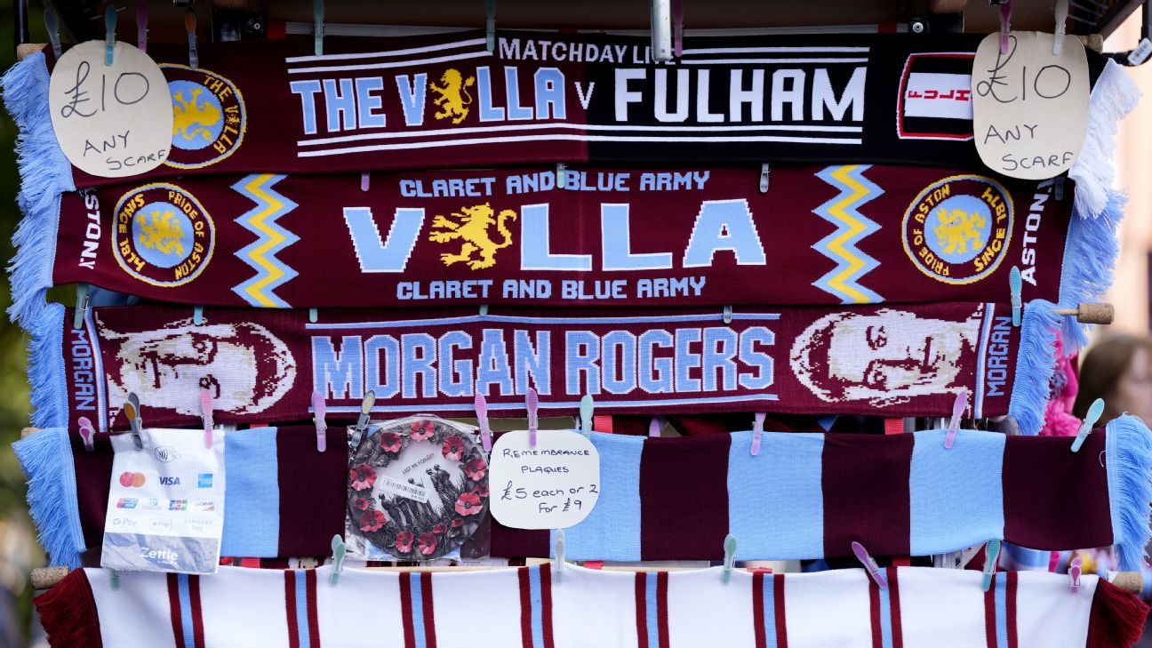 英超联赛实时更新：阿斯顿维拉迎战富勒姆