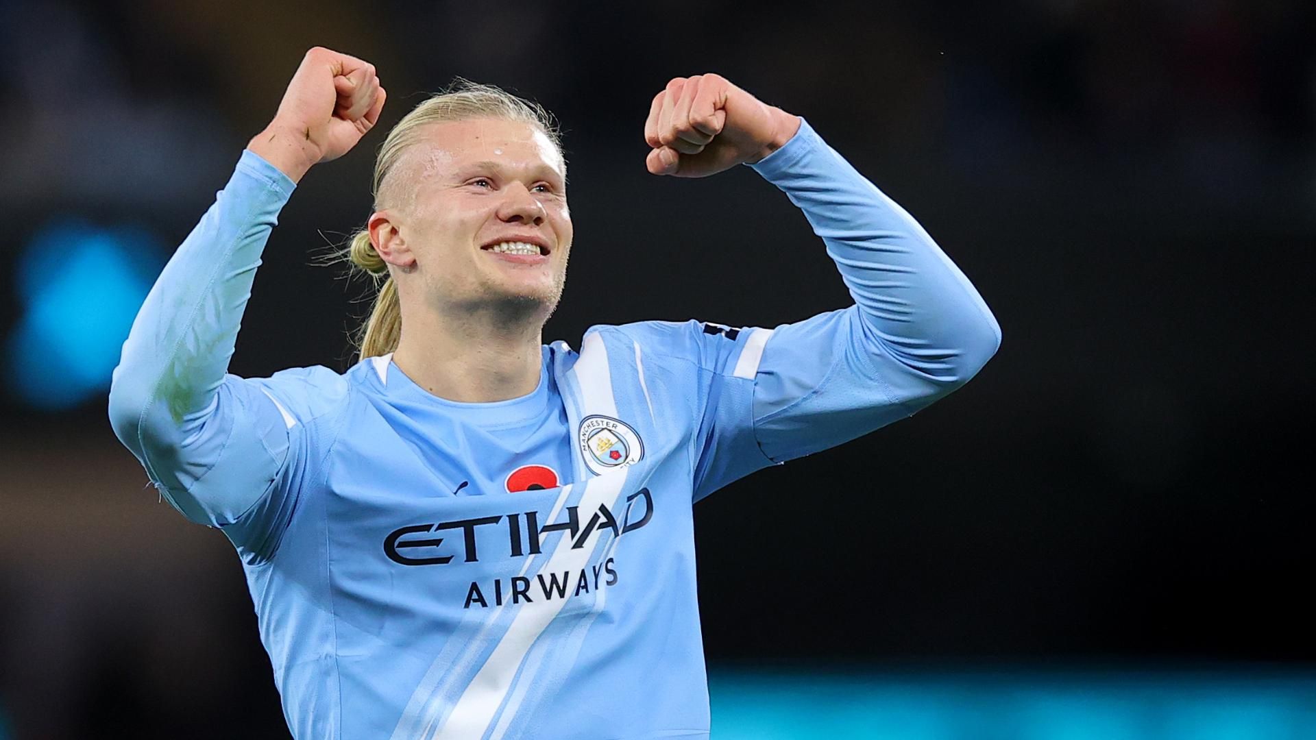 哈兰德冲刺英超联赛最快进球百球纪录