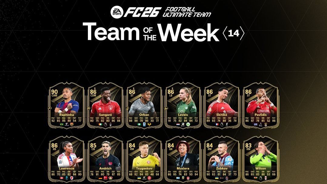Raphinha leads Team of the Week 14 in EA Sports FC 26