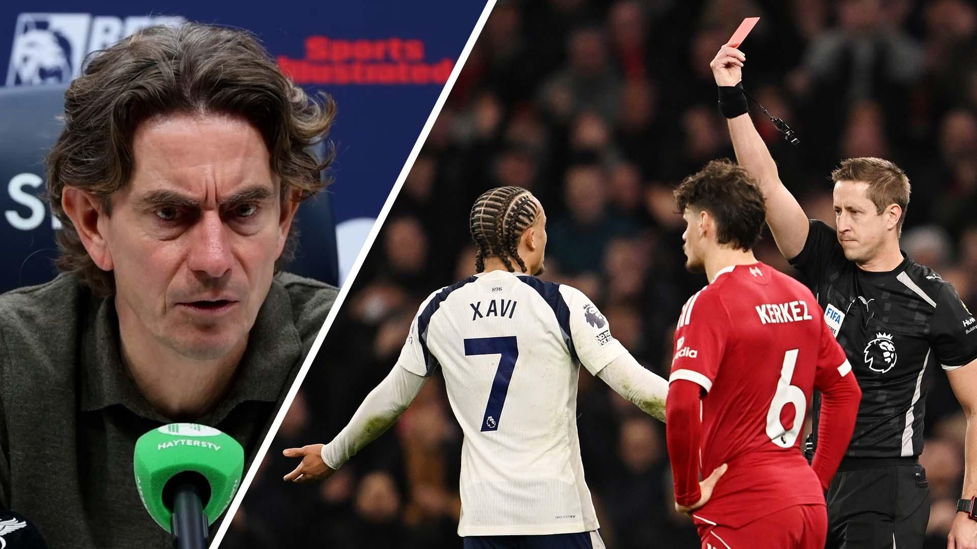 Thomas Frank questions referee after 9-man Spurs lose to Liverpool