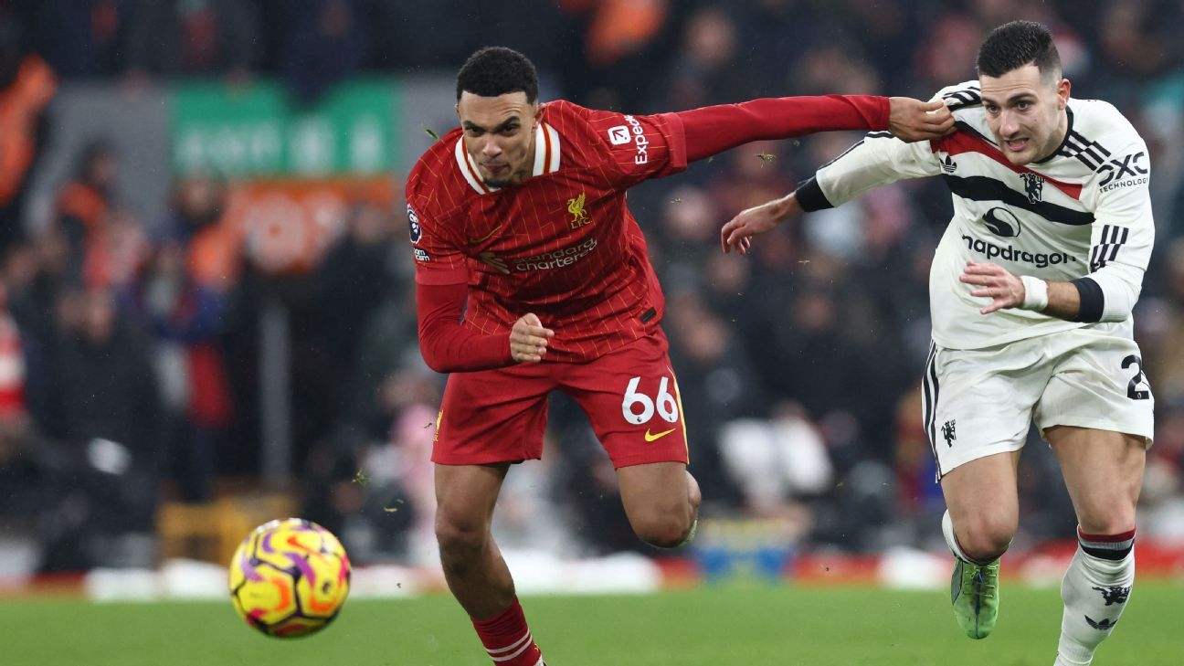 利物浦vs曼联：特伦特-亚历山大-阿诺德平局罗伊-基恩